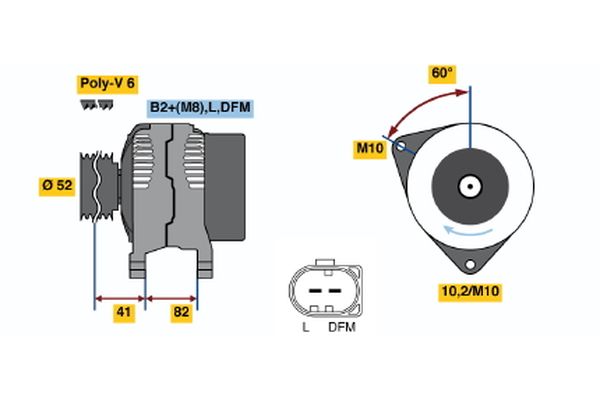 Porsche Boxster 1996-2013 Arası S 3.2, 2.7 Bosch Marka Alternatör - Görsel 5