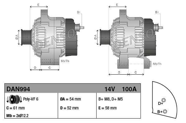 Alfa Romeo Brera 2006-2011 Arası 2.0 JTDM Denso Marka Alternatör - Görsel 3