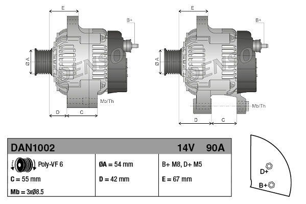 Fiat Panda 2003-2007 Arası 1.3 JTD Multijet 4x4, 1.3 D Multijet Denso Marka Alternatör - Görsel 3