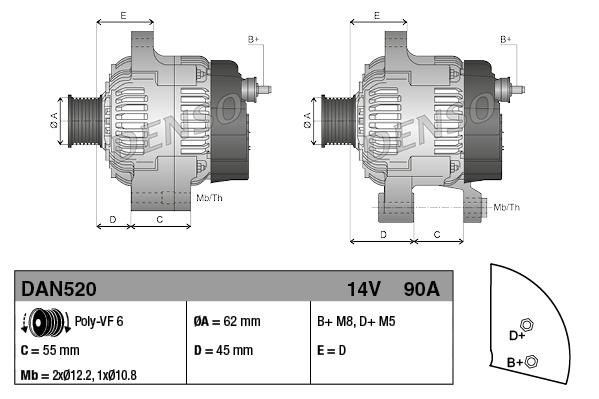 Fiat Stilo 2001-2010 Arası 1.9 JTD Denso Marka Alternatör - Görsel 3