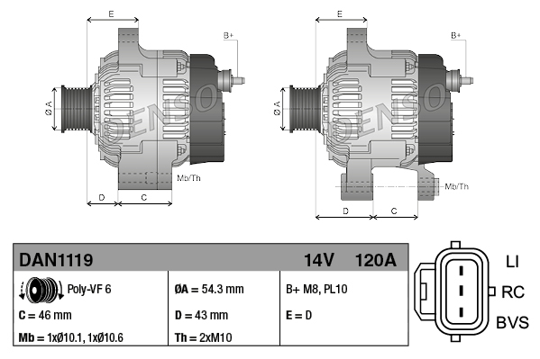 Ford C-Max 2003-2010 Arası 1.6 TDCi, 2.0 TDCi Denso Marka Alternatör - Görsel 3